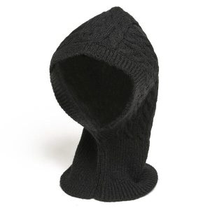 Cagoule noire vintage tricot femme