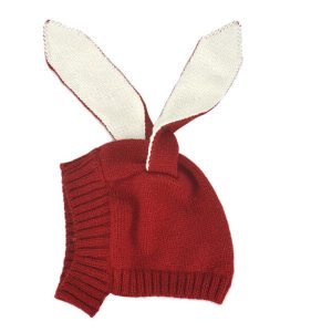 Cagoule bébé rouge oreilles lapin
