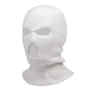 Cagoule Blanche Tricotée 3 Trous