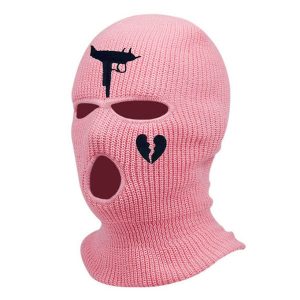 Cagoule rose braqueur en acrylique