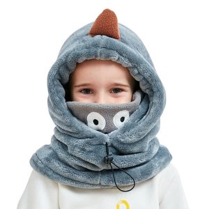 Cagoule enfant coton gris-bleu