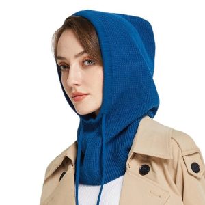 Cagoule Cachemire Bleue Femme Hiver