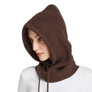 Cagoule Marron Femme Hiver Cachemire