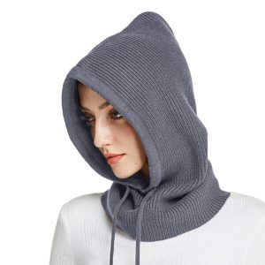 Cagoule tricot cachemire gris