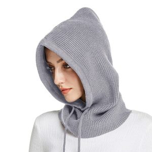 Cagoule Tricot Grise Cachemire