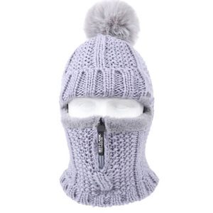 Cagoule grise ski avec pompon