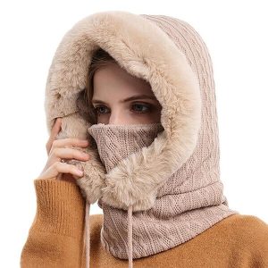 Cagoule Femme Tricot Beige Chic