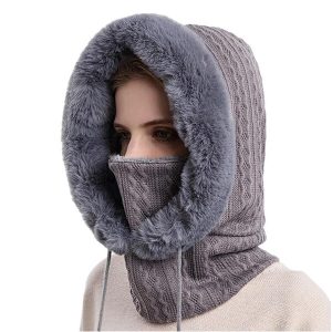 Cagoule Grise Chaude Femme