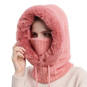 Cagoule tricot rose femme