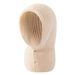 Cagoule tricotée beige femme