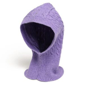 Cagoule femme violette tricotée
