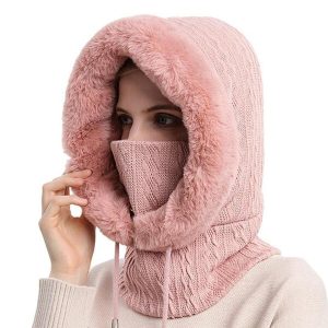 Cagoule Rose Femme Fausse Fourrure