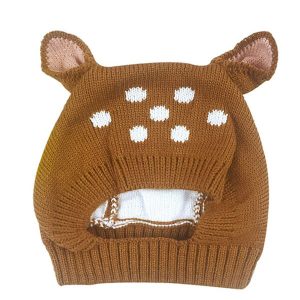 Cagoule bébé marron en tricot