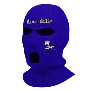 Cagoule Tricot Bleu "Love Kills"