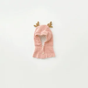Cagoule bébé Serf en Tricot Rose