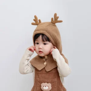 Cagoule bébé Serf en Tricot marron